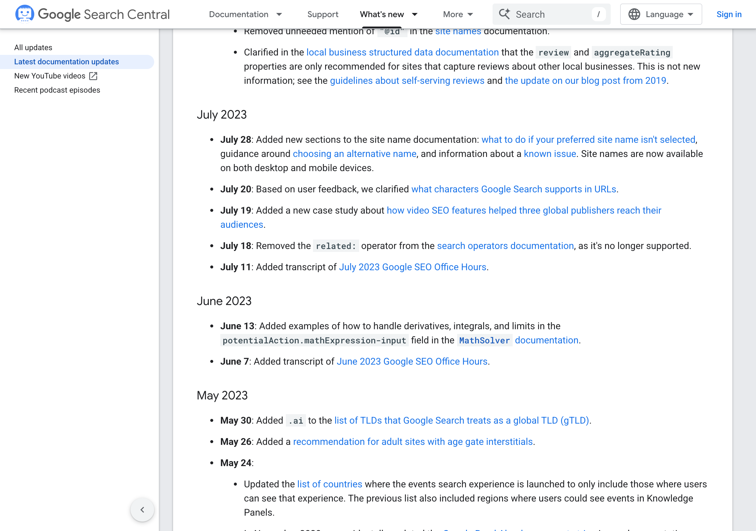 Google Search Central latest documentation updates, July 2023: July 18, Removed the related: operator from the search operators documentation, as it's no longer supported